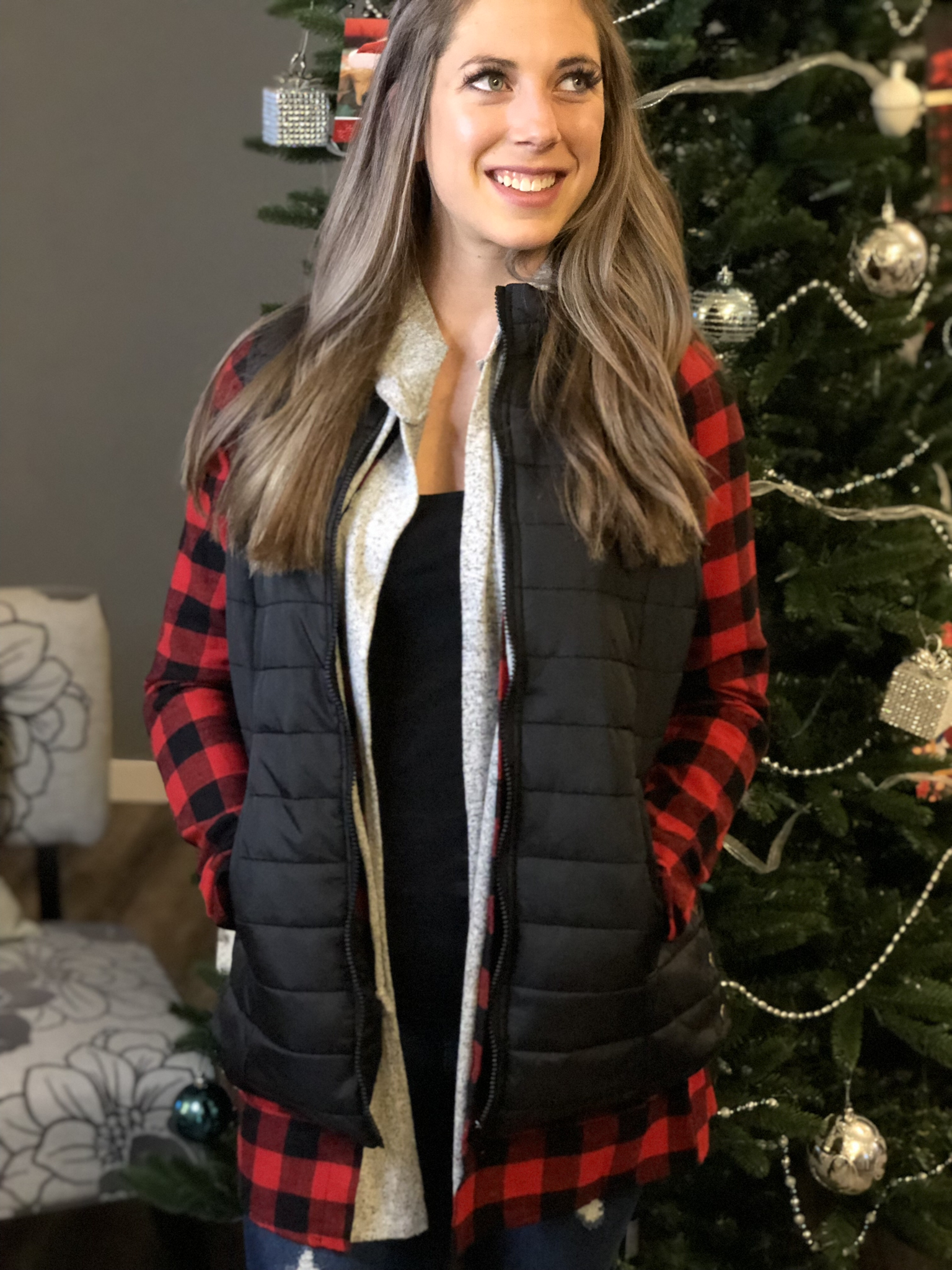 Black quilted vest