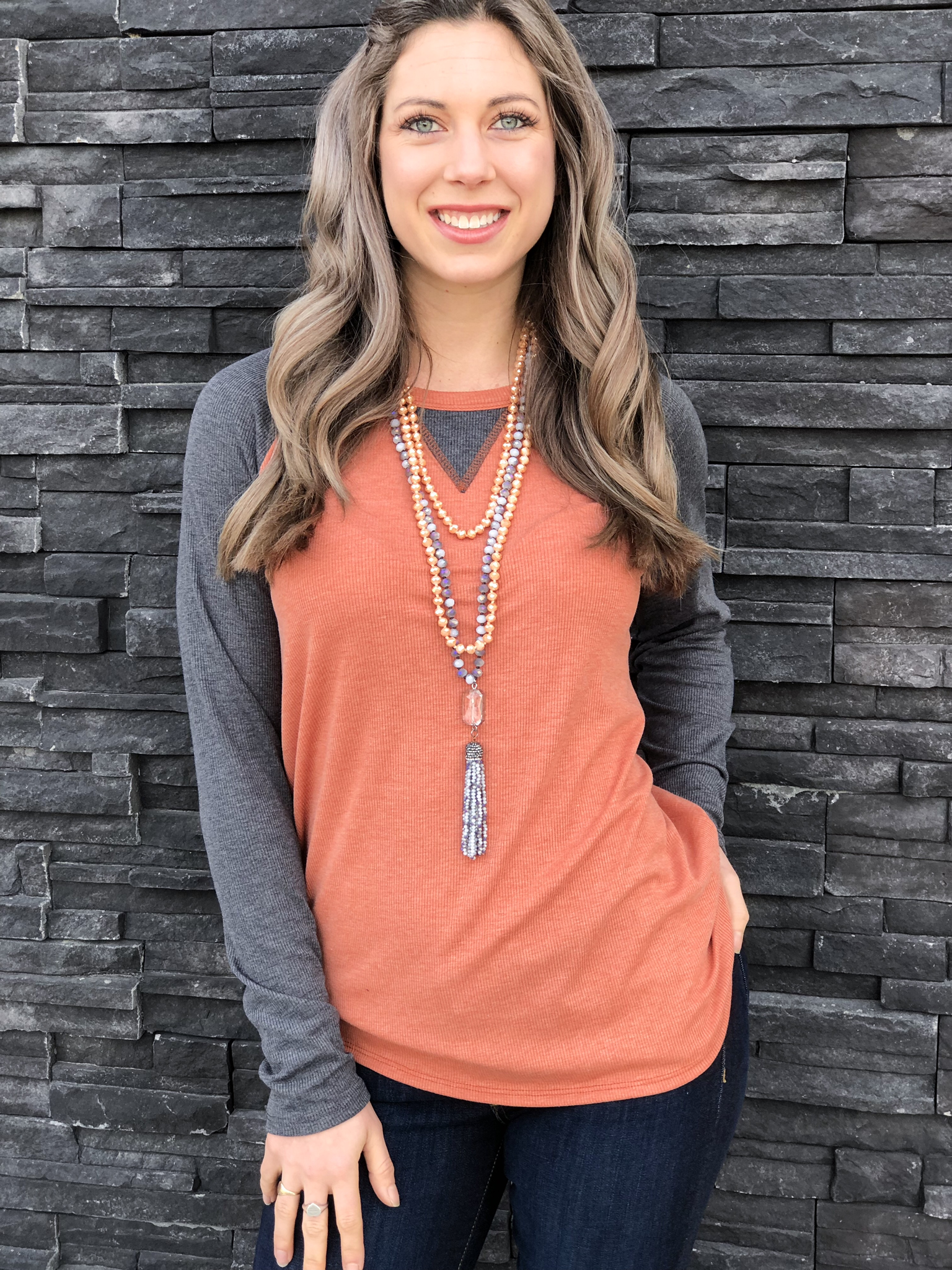 Orange and Charcoal Top 81448