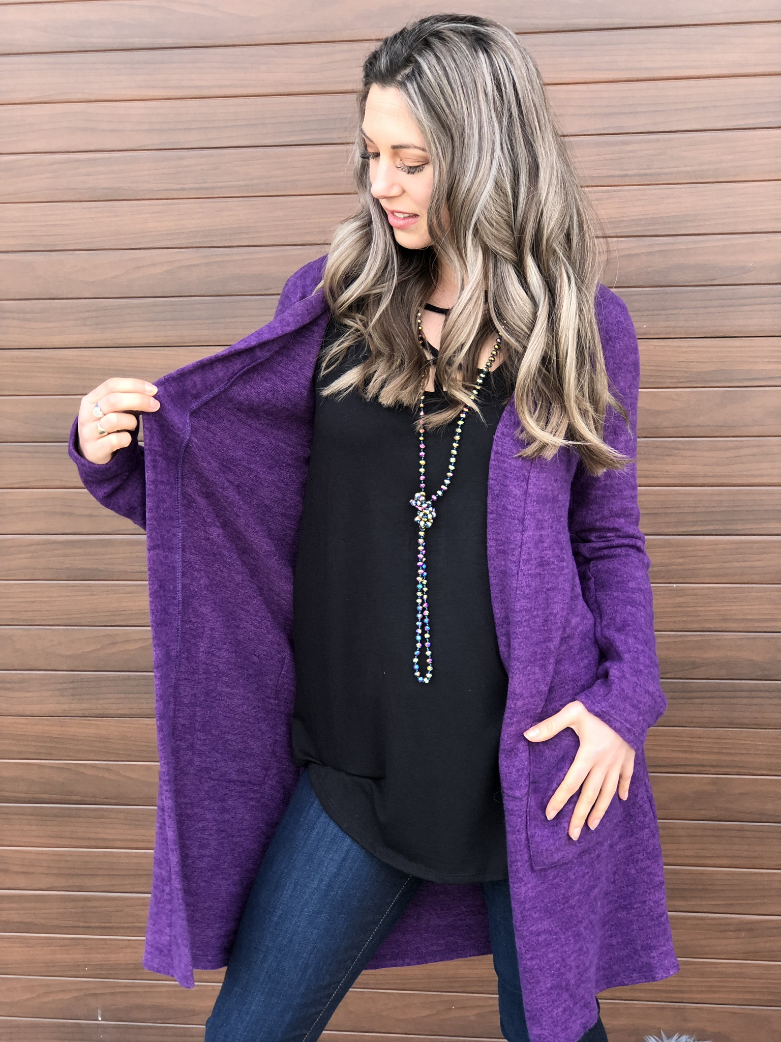 The Fireplace Cardigan - Purple 81513