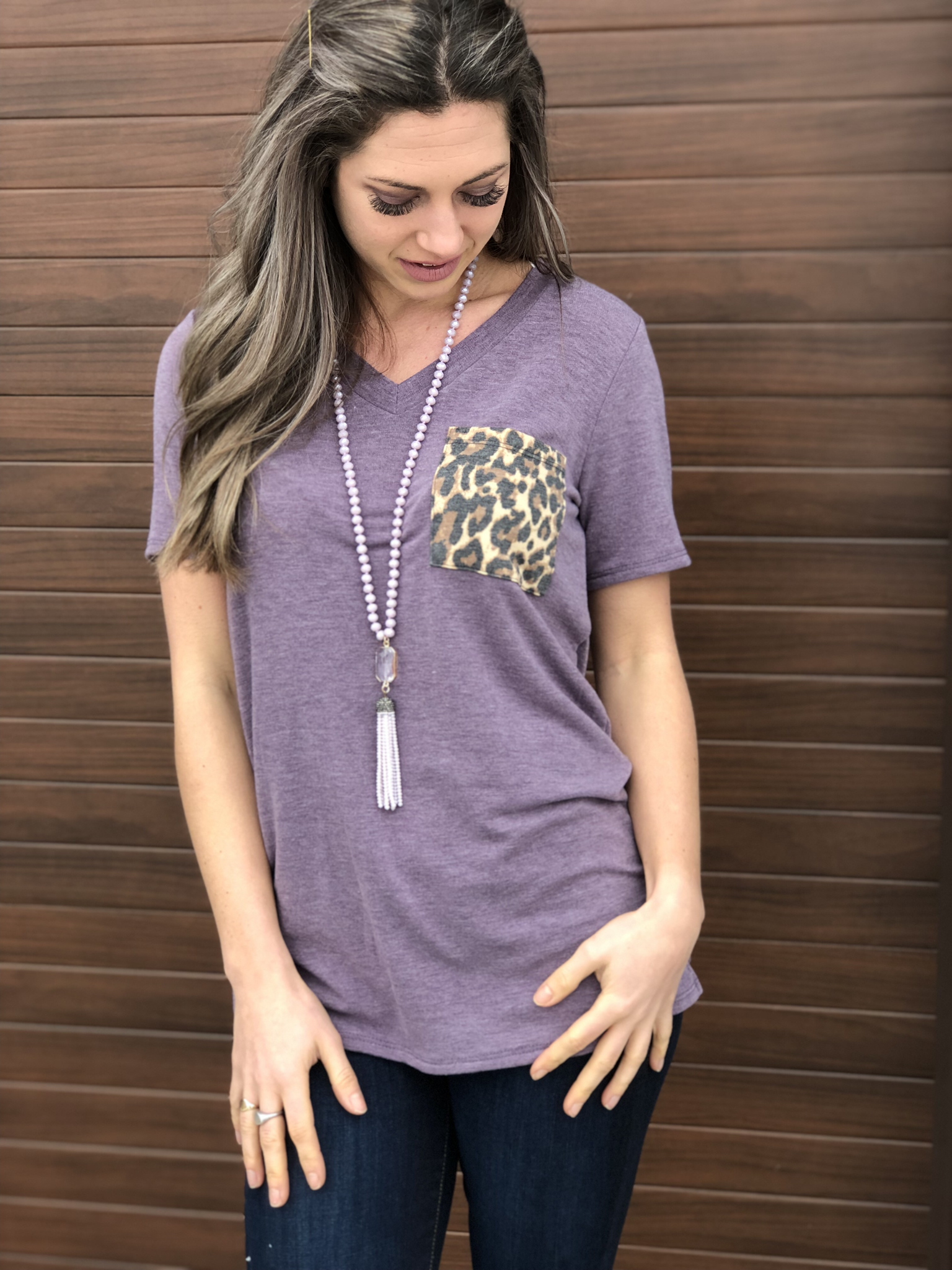 Cheetah Pocket Top - mauve 81632