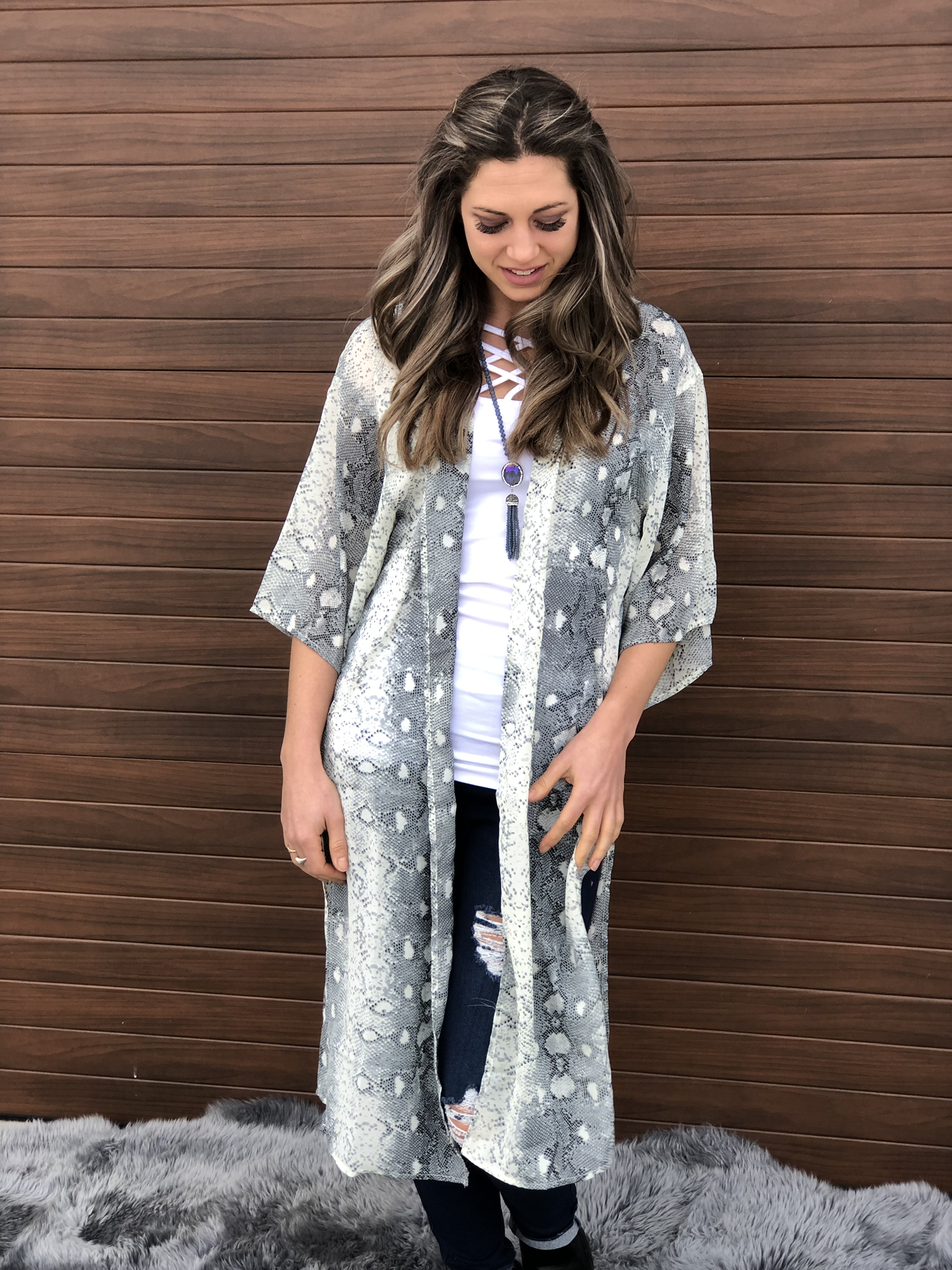 The Snakeskin Duster - Grey/Blue 81612