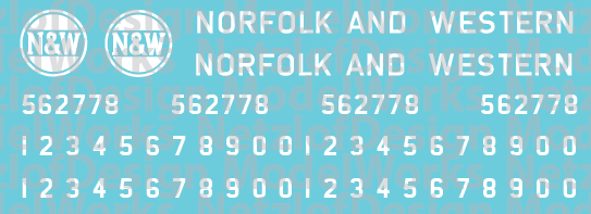 Norfolk Western C-18 Caboose White Logo Decals ND-941