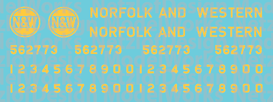 Norfolk Western C-18 Caboose Yellow Logo Decals ND-942
