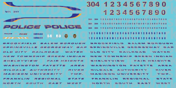 Generic Police / Sheriff Vehicle Decals ND-400