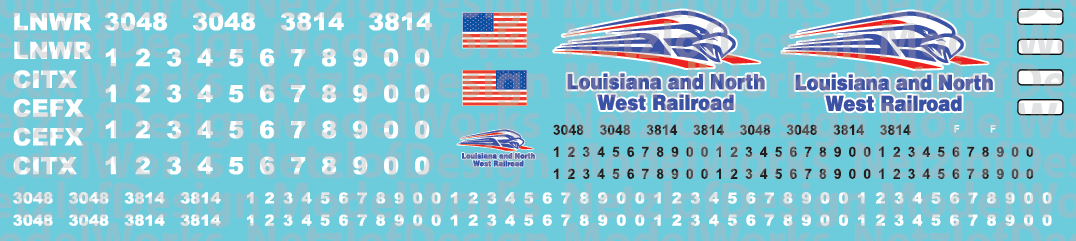 Louisiana & North West Railroad Locomotive Decals ND-947