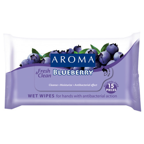 Влажные салфетки для очищения рук с антибактериальным эффектом Blueberry Арома