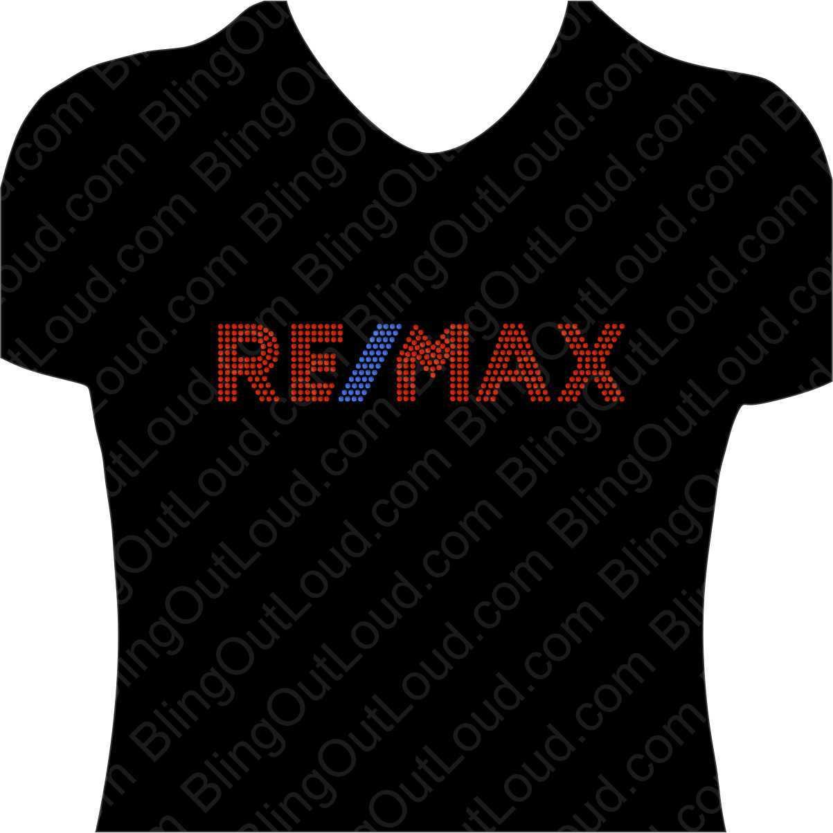 Re/Max Realty Realtors Rhinestone Bling Realtor Logo Ladies Tee ReMax BLing Tee