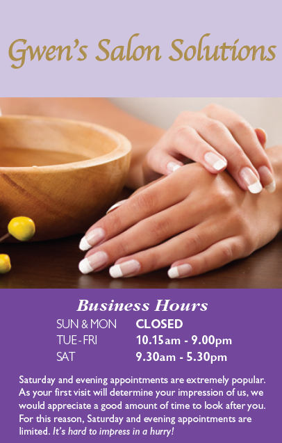 Gwen's Salon Solutions - Opening Times