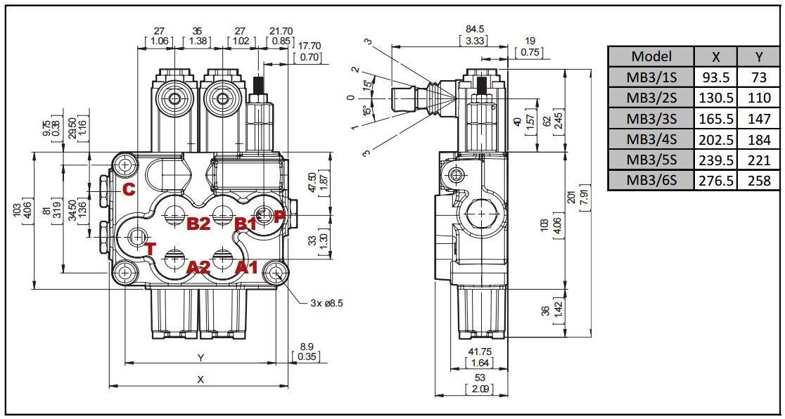 Hydraulic Flow Control 'FLOAT' Function 2 Spool (Cylinder or Cylinder