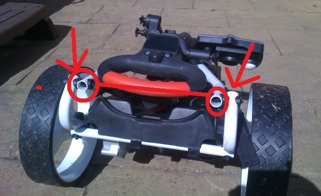 Electric golf trolley frame cap