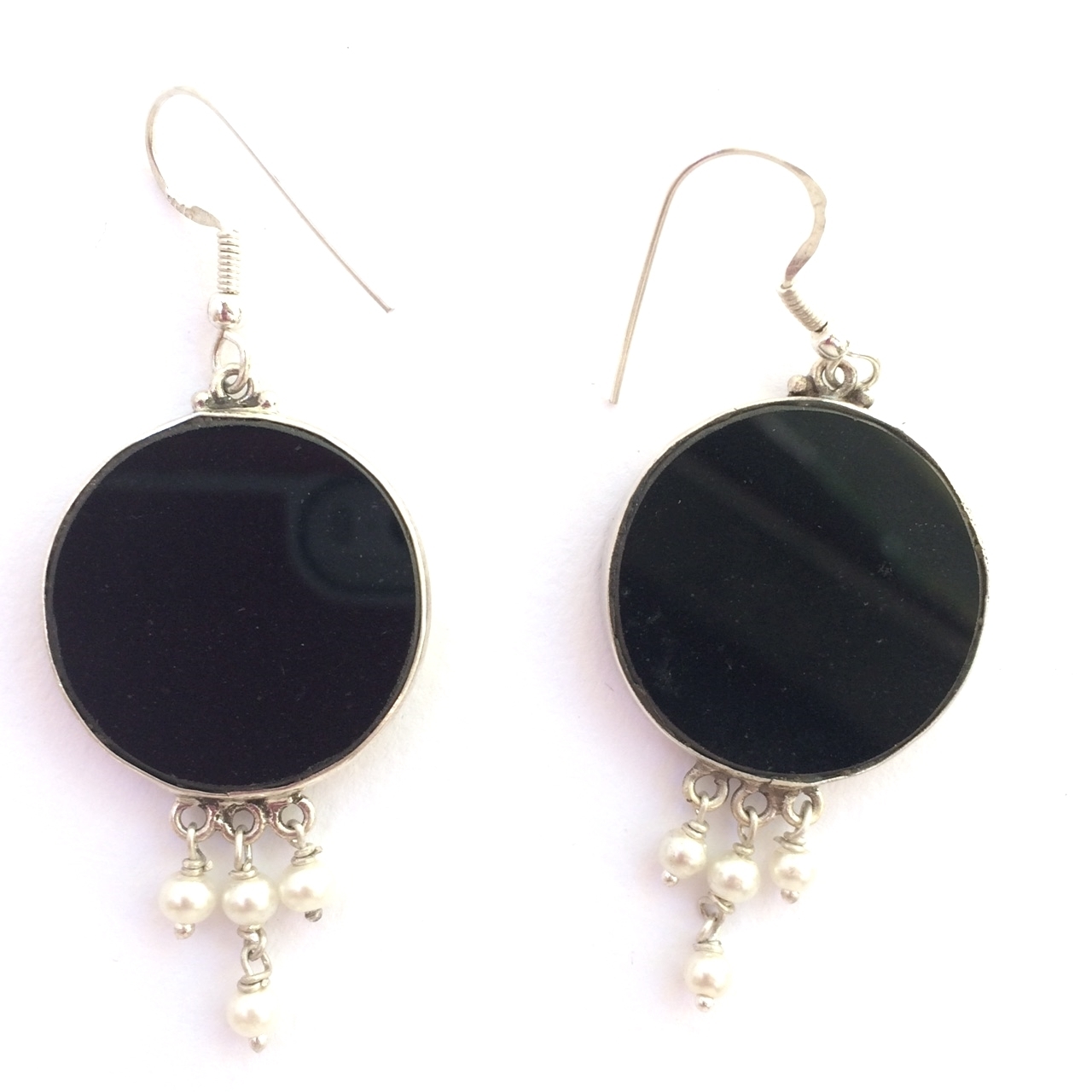 Sri Yantra Sacred Geometry Earrings (black tourmaline) by Scalar Heart Collection