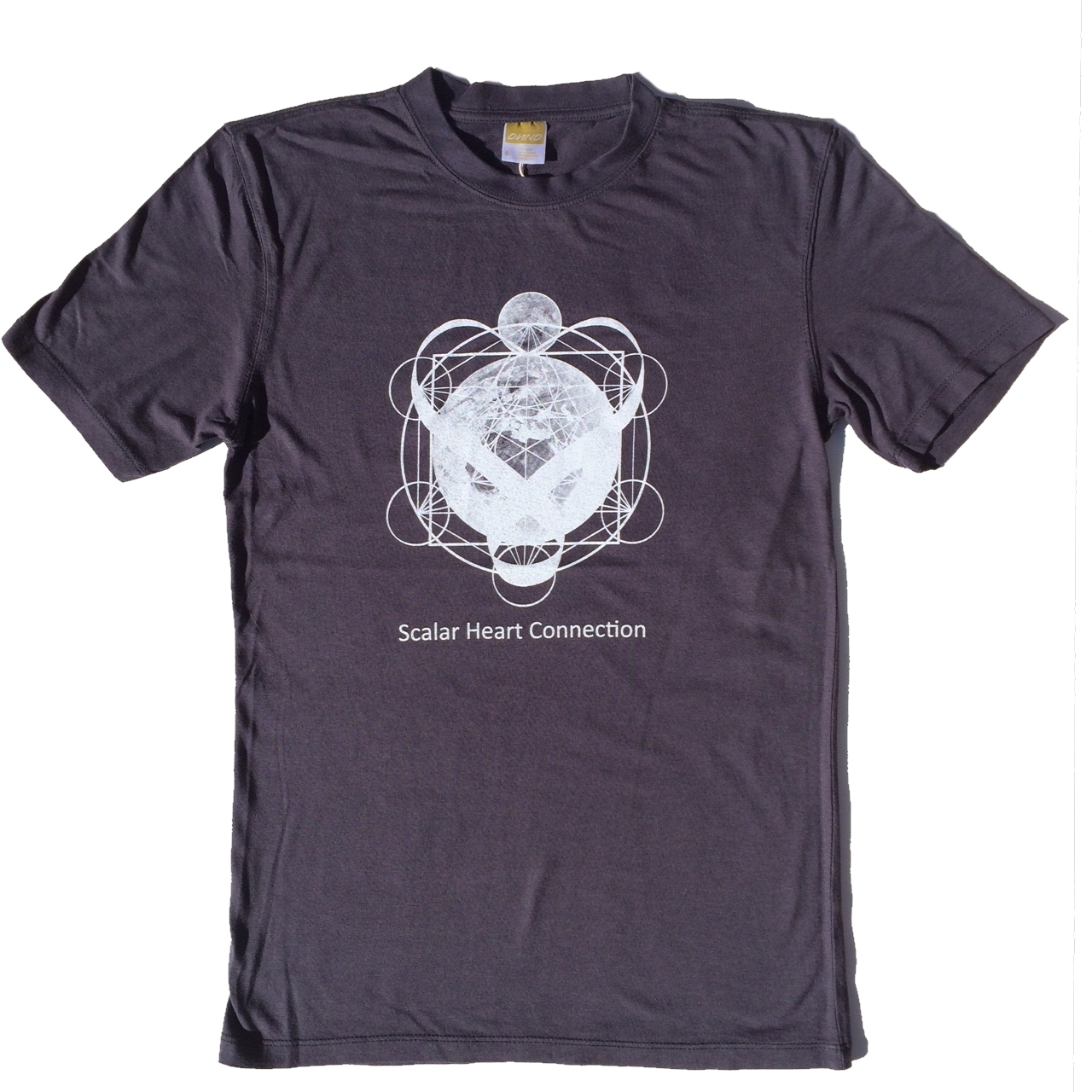 Men Organic Bamboo & Cotton T-shirt: Earth & Moon in Metatron's Cube 00628