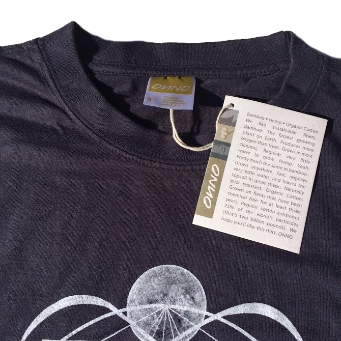 Men Organic Bamboo & Cotton T-shirt: Earth & Moon in Metatron's Cube