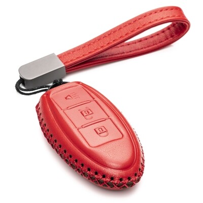 Vitodeco Leather Light Button Smart Key Fob Case with a Key Chain for Maserati