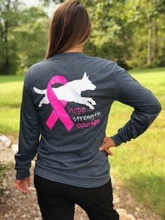 Long Sleeve Shirt - Highland K9 Hope Strength Courage (BCRF) Logo