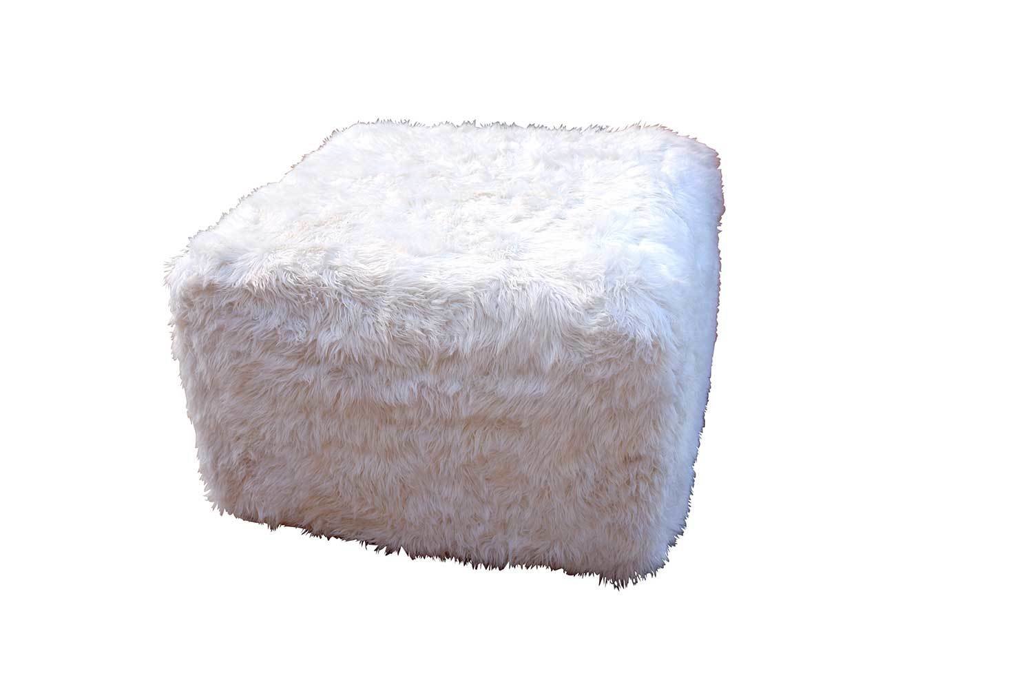 White Fur Ottoman 1225