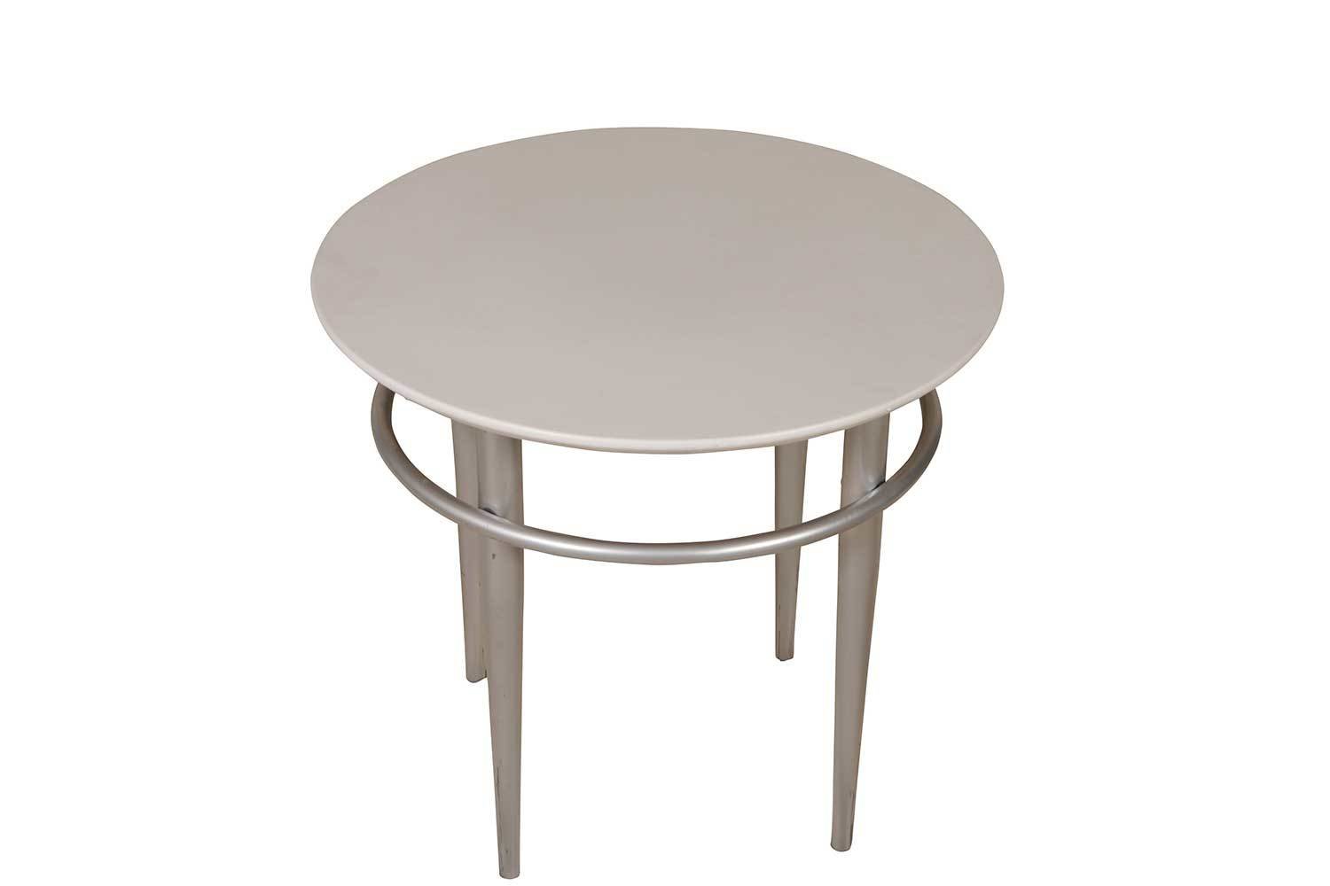 White Steel Round Accent Table 2197