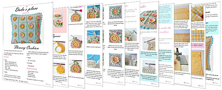 CROCHET PATTERN: Flowery Cushion