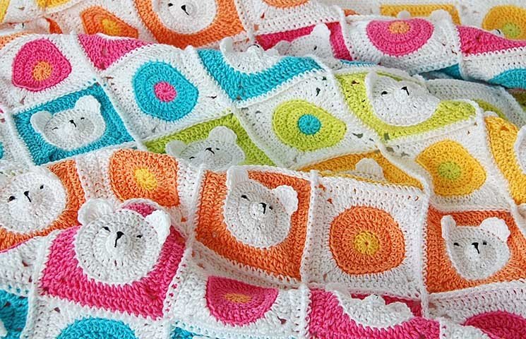 CROCHET PATTERN: Teddy Bear Baby Blanket 00000