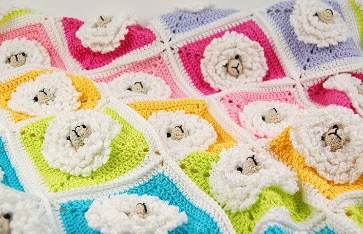 CROCHET PATTERN: Little Sheep Baby Blanket 00014