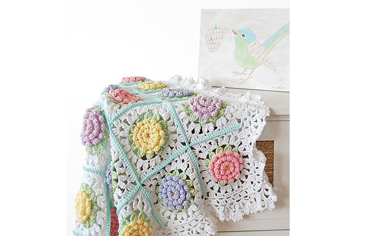 CROCHET PATTERN: Victorian Flower Baby Blanket 00005