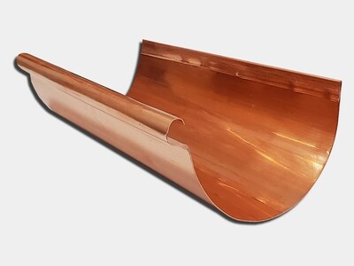 Copper 16oz. Reverse Bead Half Round Gutter Copper 16oz. Reverse Bead Half Round Gutter