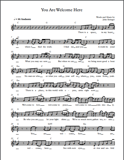 "You Are Welcome Here" Lead Sheet music YAWH-LSM