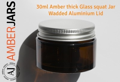 30ml Amber Glass SQUAT Jar with Aluminium Lid 30ml Amber Glass SQUAT Jar with Aluminium Lid