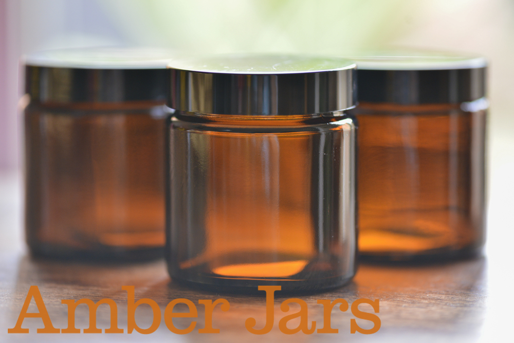 8 x 120ml Glass Amber Jars with Black Wadded Lid. DIY Cosmetics Candles