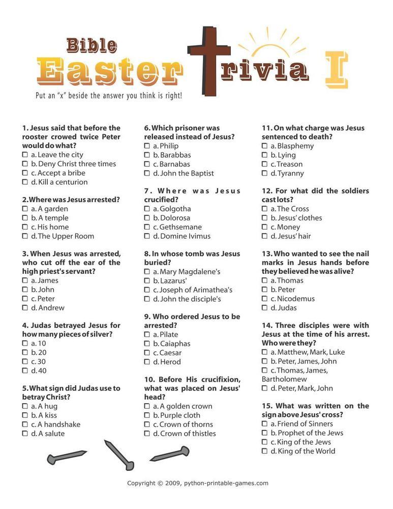 Printable King James Bible Trivia Questions And Answers / Printable