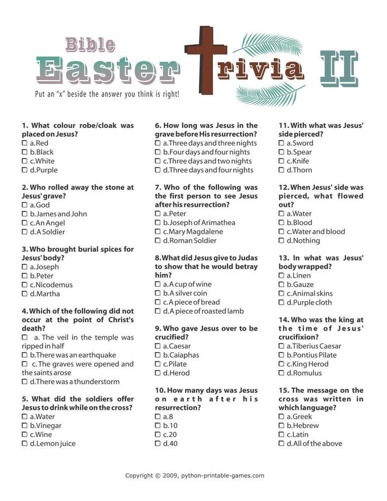 Easter: Bible Trivia Ii