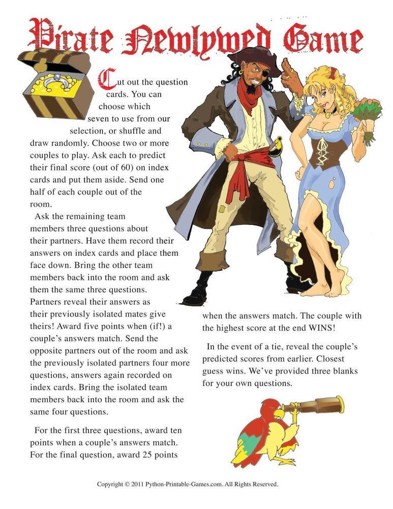 Pirate Party: Newlywed Game Questions