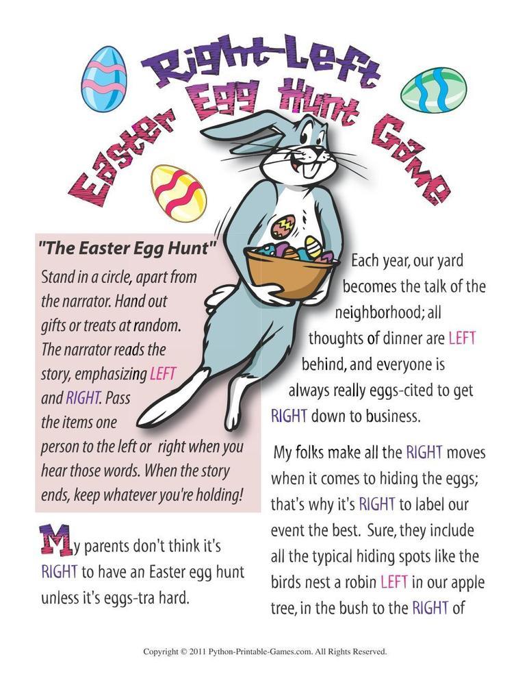 Easter: Right Left Easter Egg Hunt Game