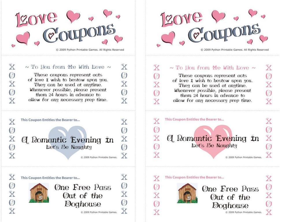 Games For Lovers: Romantic Coupons