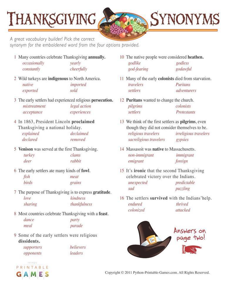 Thanksgiving: Synonyms