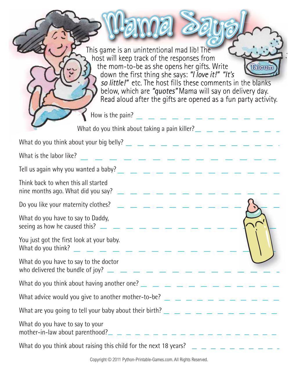 All Youngster Shower Online games + Free of charge Bash Video games No assessments however picture regarding Baby Shower Mad Libs Printable Free known as All Boy or girl Shower Online games + Free of charge Social gathering Game titles No evaluations nevertheless
