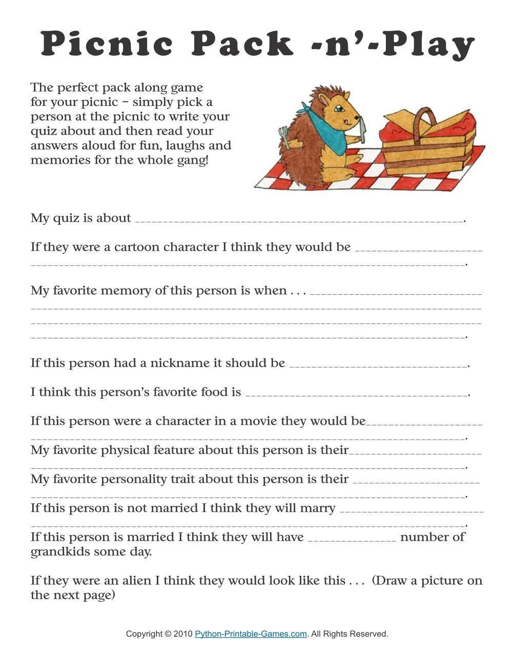 Printable Picnic Games