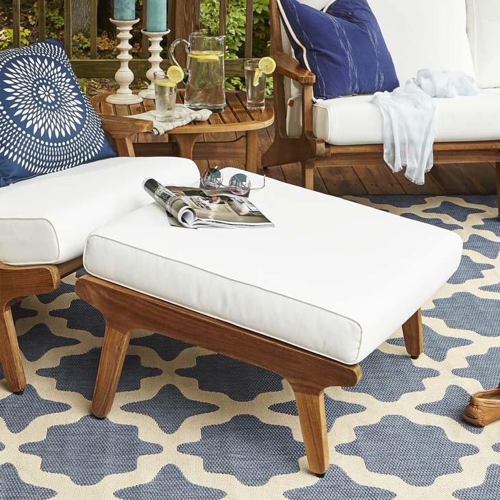 Teak Wood Ottoman 03884