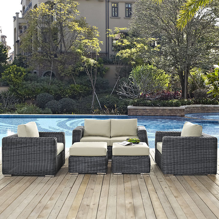For intimate movie-watching groups, stick to the basics with this 5-piece North Avenue Conversation Set from Chicago Living. This pool and patio furniture will make your backyard movie night extra comfortable.