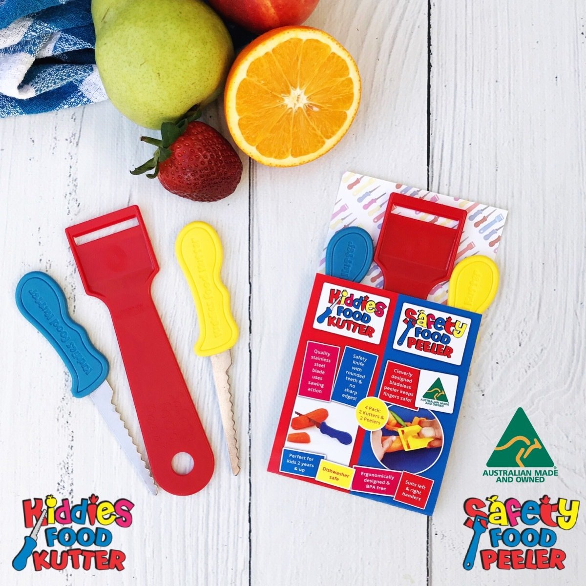 3 Pack - Kiddies Food Kutter & Safety Food Peeler
