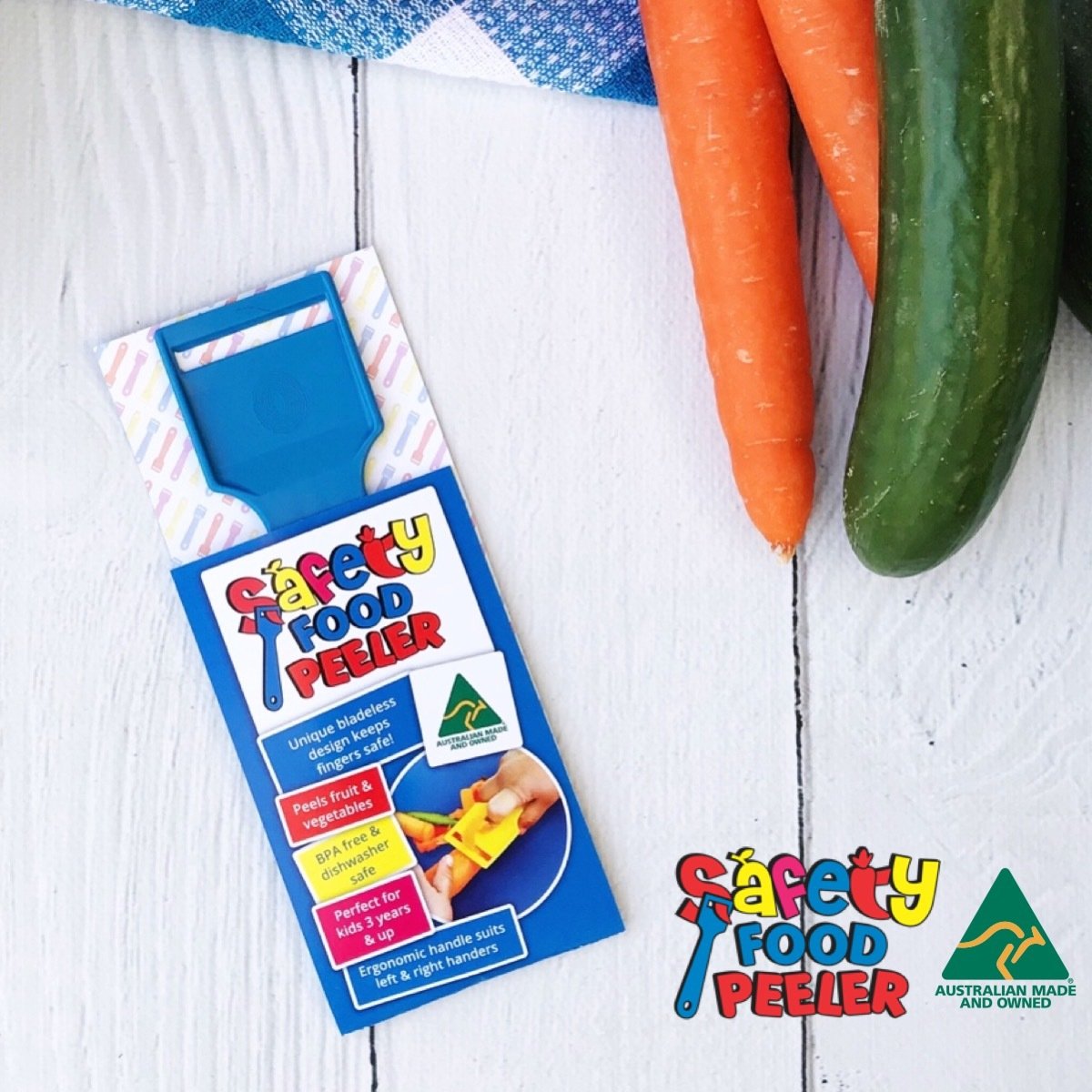 Safety Food Peeler Blue