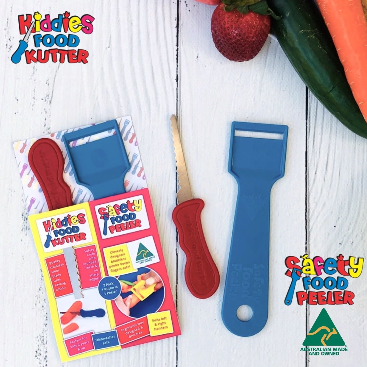 Twin Pack - Kiddies Food Kutter & Safety Food Peeler 2 Pack KFK SFP