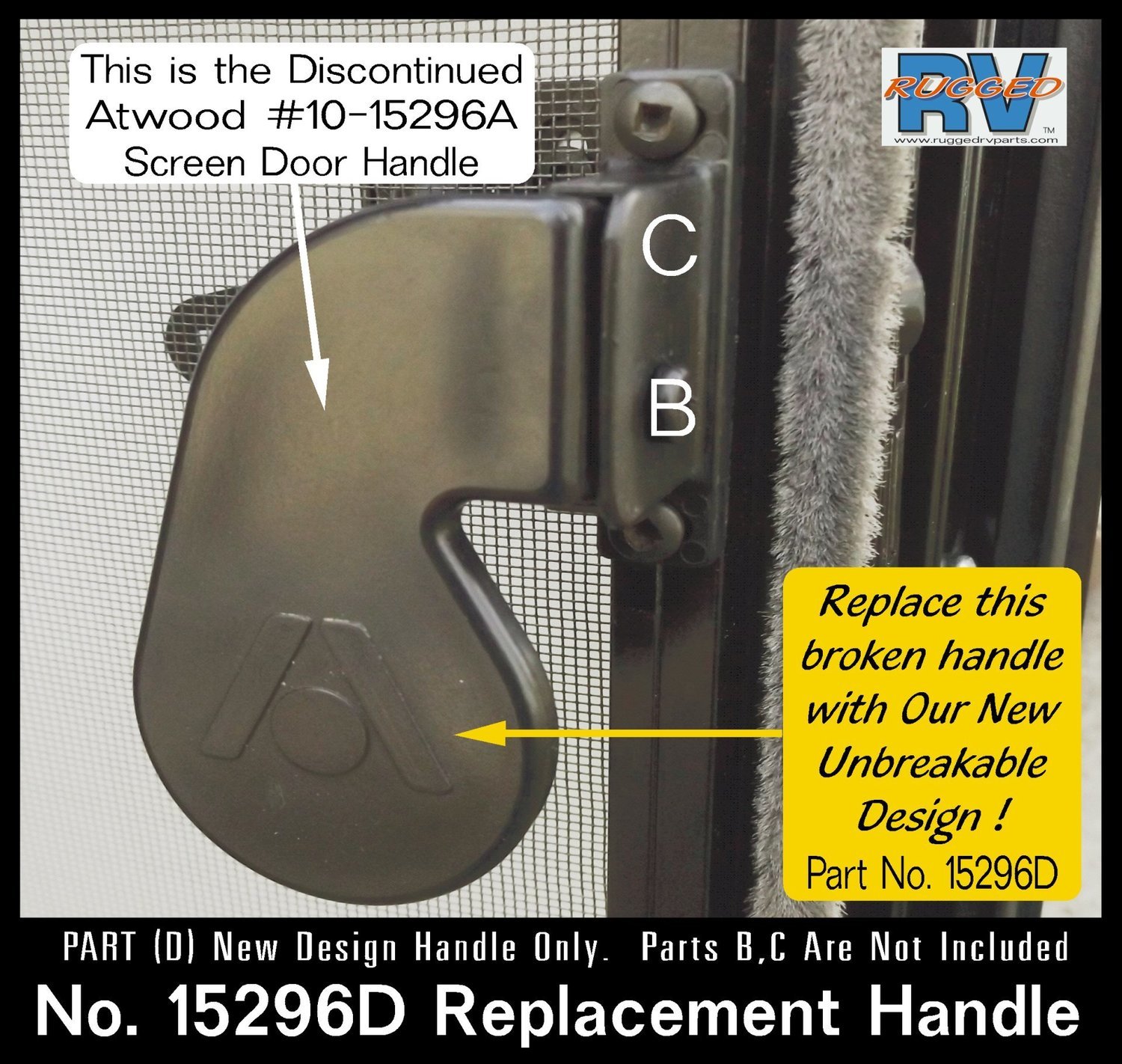 No. 15296D Atwood Style 1015296A Screen Door Replacement Handle