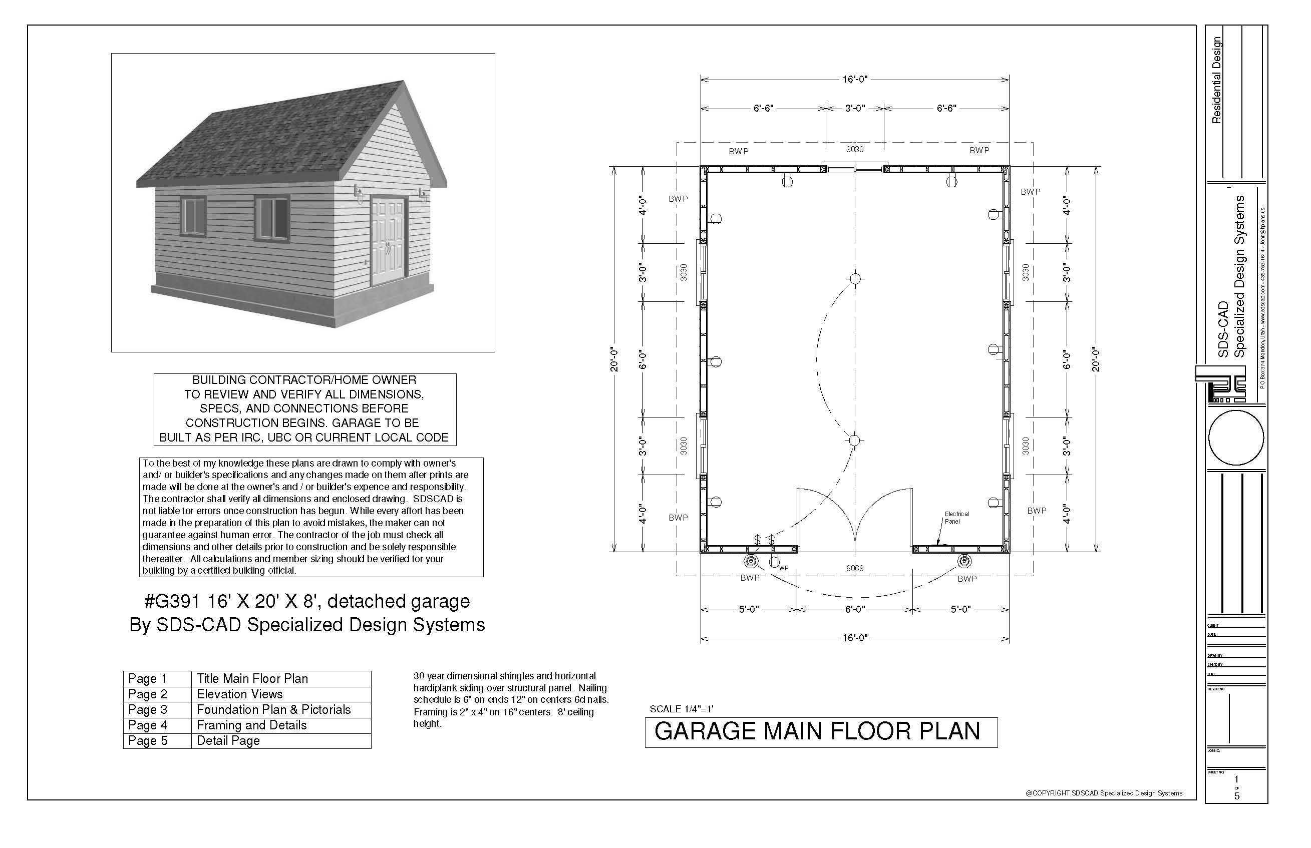 G391a 16x20x8 Bunkhouse Shed Workshop Shed Plansg391a