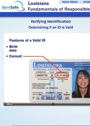 Louisiana Responsible Vendor Online Course and Exam powered by ServSafe Alcohol® 00037