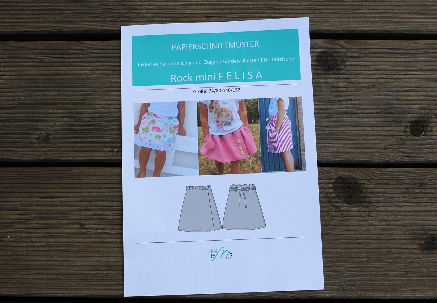 Papierschnittmuster Rock Mini Felisa Gr 74 80 146 152