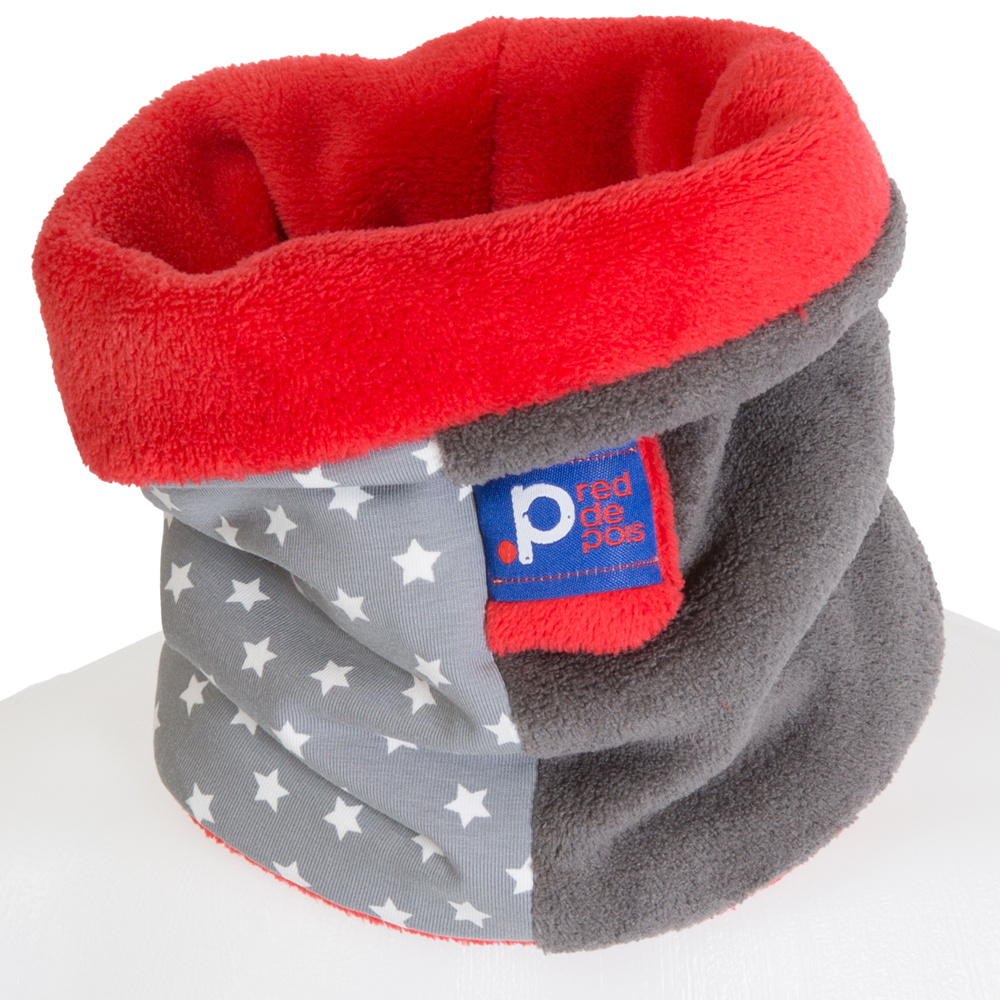 Snood garçon en polaire rouge à motifs étoiles