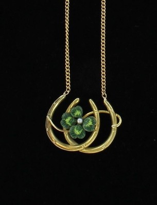 14KT FOUR LEAF CLOVER HORSESHOE PENDANT 14KT FOUR LEAF CLOVER HORSESHOE PENDANT