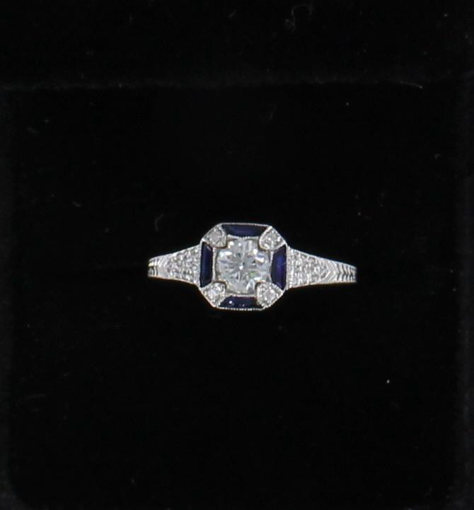 18KTW DIAMOND AND SAPPHIRE ENGAGEMENT RING 171-24
