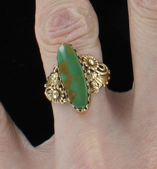 14KT ART NOUVEAU TURQUOISE RING CIRCA 1910